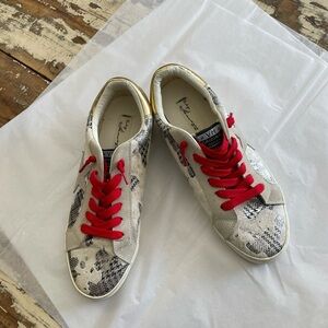 Vintage Havana Red and White Sneakers with Unique Pattern